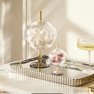 CB2 Glass Sphere Dish with Gold Stand